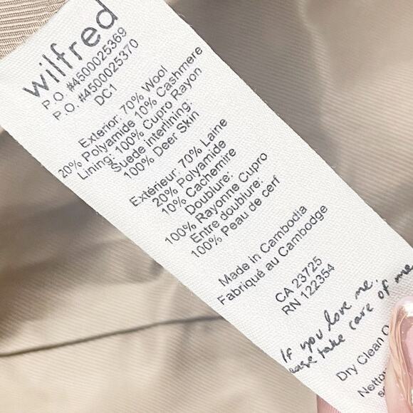 Aritzia Wilfred Cocoon Coat in Tan Mid Length Funnel Neck Wool Blend Size Small - Picture 7 of 9